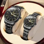 Olevs Black Luxury Couple Watch